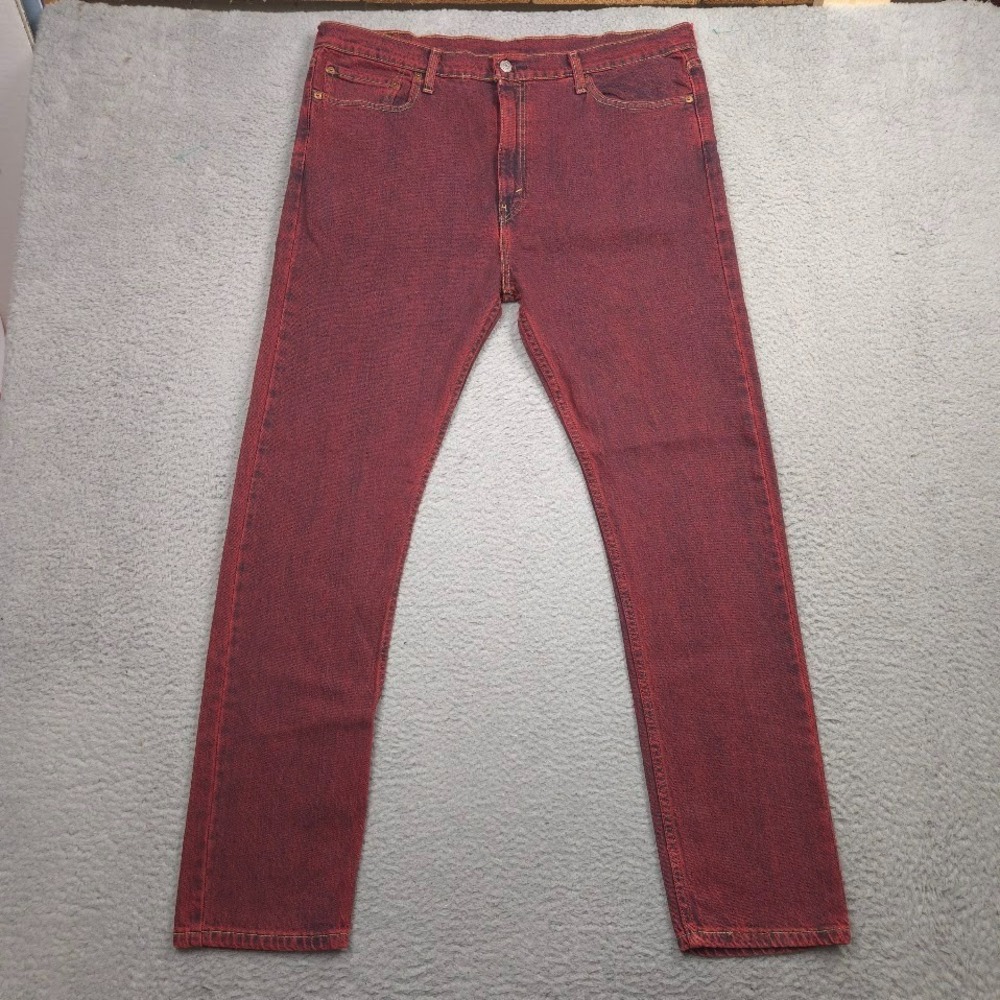 Levi's 510 Jeans Men 38x32 Burgundy Red Black Wash Skinny Stretch Denim